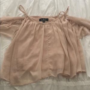 Blush off the shoulder flowy top